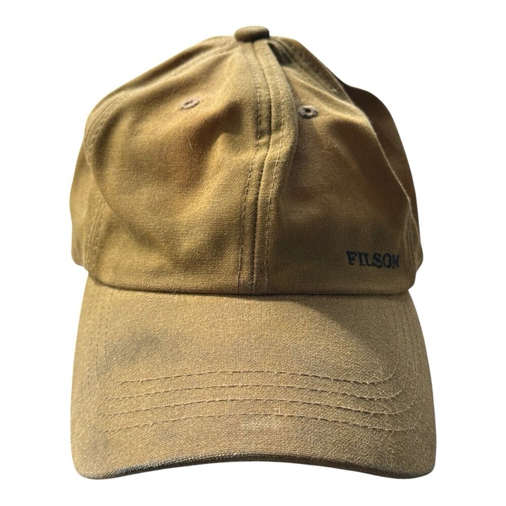 Filson Baseball Cap Brown One Size Leather Strap Waxed Cotton Logo Seattle Hat